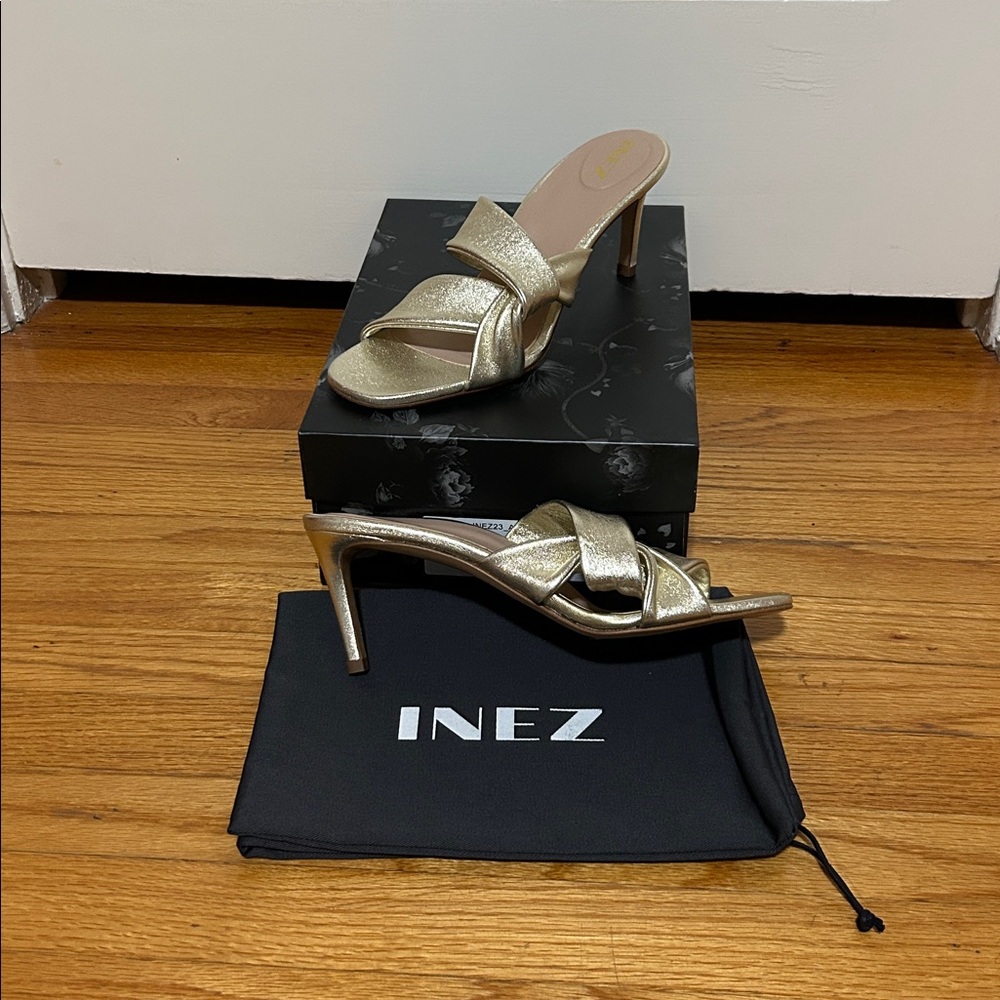 Elegant Inez Isa Gold Women's Heeled Sandals - Picture 13 of 14